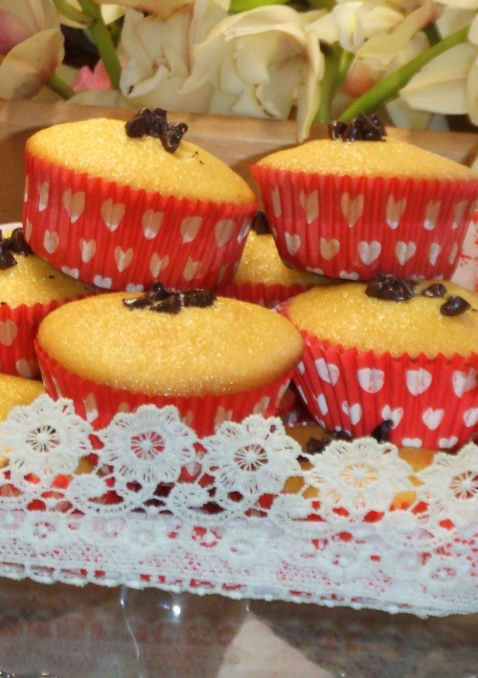 Una foto de Magdalenas de mandarina con chips de chocolate
