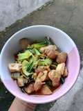 Tumis pakcoy bakso tahu putih