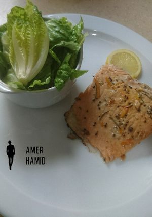صورة لوصفة سلمون ببشر البرتقال 🍣