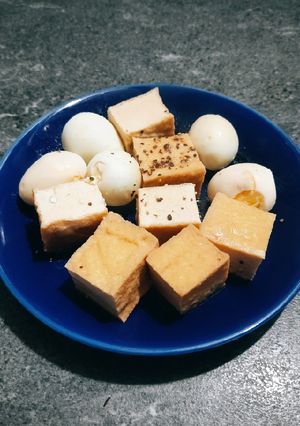 Hình của món Đậu hũ kho trứng cút.