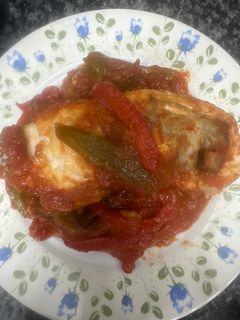 Una foto de 611. Bacallat amb samfaina (principal pescado)