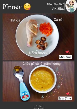 Hình của món Cháo gà cà rốt nấm hương.