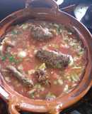 Bistec relleno, en caldillo y con verduras a la Mario, s