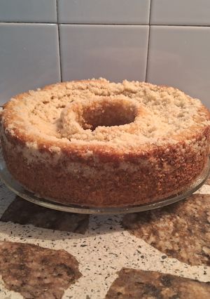 Una foto de Budín de coco con crumble