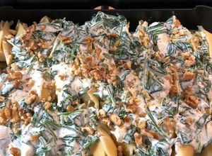 Une photo de Conchiglioni 🇮🇹 à la brousse et crème épinards noix au all-clad