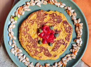 Una foto de Hotcakes de zapallo 🎃 y avena 🥣prep. con 2 opciones: dulzona y especiada (sin azúcar) o saladita 😋