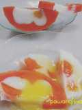 Puding pepaya dengan vla mangga