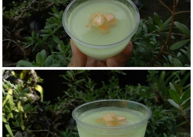 Puding susu melon (2 lapis)