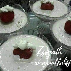 A picture of Strawberries and Malai (Milk Cream).