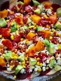Ensalada arcoíris con aliño de ceviche