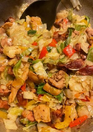 A picture of Protein packed fried cabbage.