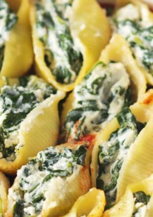 A picture of Stuffed Conchiglioni with Spinach and Ricotta.