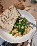 Miso Butter Beans with leeks and spring greens (GF, VG)