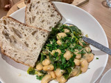 Miso Butter Beans with leeks and spring greens (GF, VG)