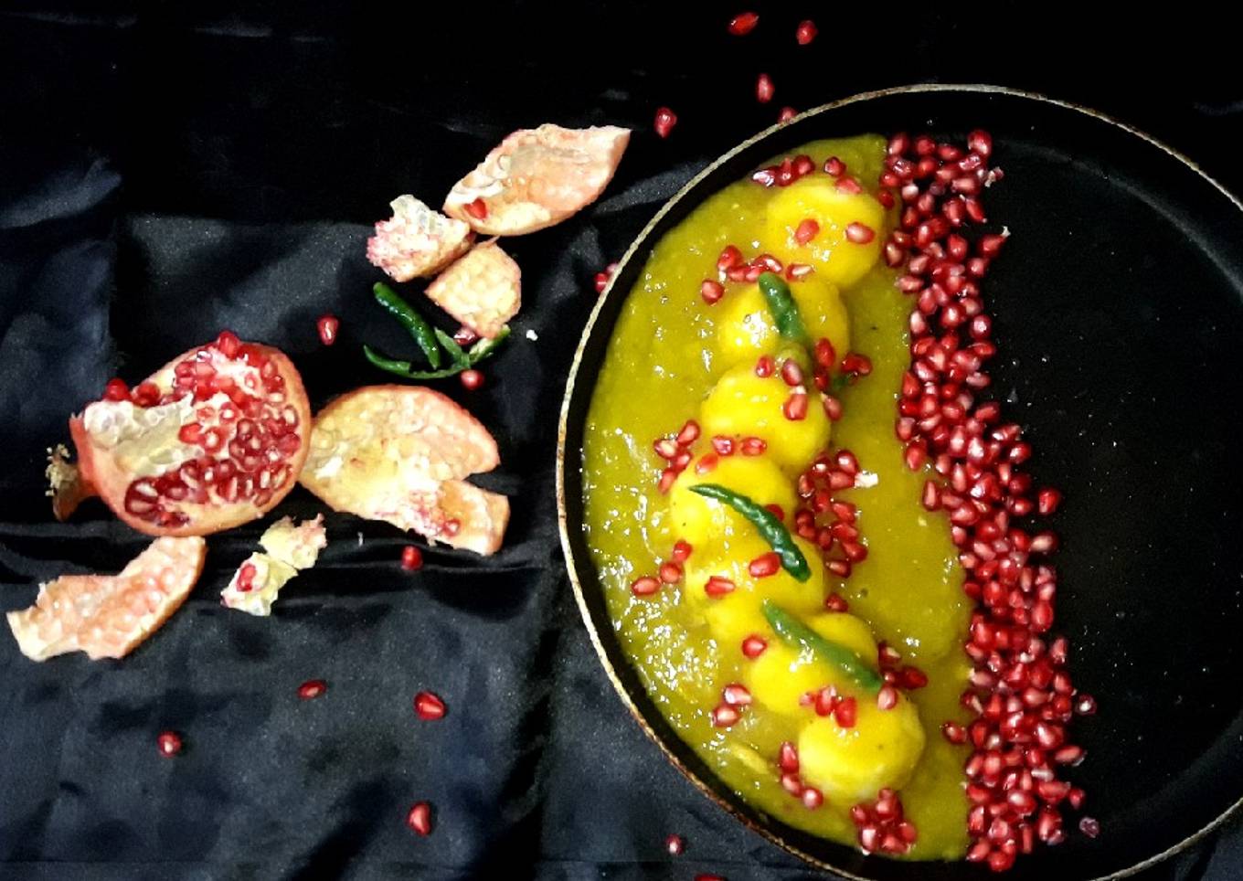 Mango Chenna dumpling in mango chilli sauce