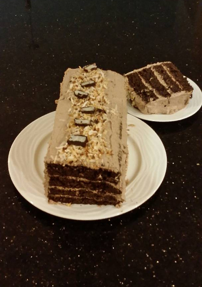 A picture of Chocolate Layer Torte with Coconut Cream Filling and Frosting.