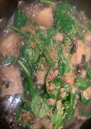 A picture of Taiwanese Turnip Cake Soup (vegetarian/gluten-free/potential to be vegan).