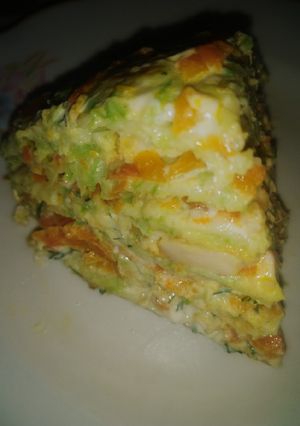 Фото Кабачковый тортик с овощами.