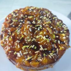 A picture of Semolina and mango cake.