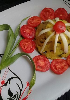 عکسی از دستور دو پیازه سیب زمینی با تره کوهی