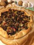 Torta salata patate, funghi e pancetta