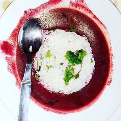 A picture of Beetroot rasam.