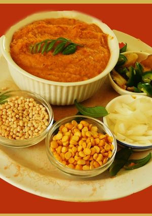 தக்காளி வெங்காய வேர்க்கடலை கார சட்னி(Tomato onion groundnut chutney recipe in tamil) செய்முறை முக்கிய புகைப்படம்
