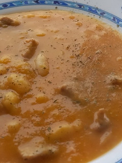 Una foto de Habas con puré de calabaza
