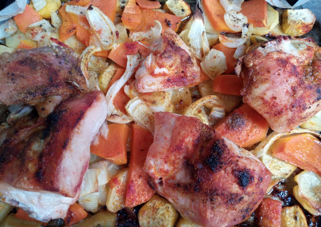 Pechugas de pollo con verduras al horno