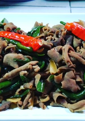 Foto resep Tumis usus ayam cabe ijo