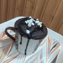 A picture of Eggless Chocolate Mug Cake in Microwave.
