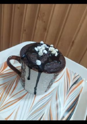 A picture of Eggless Chocolate Mug Cake in Microwave.