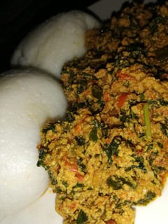 A picture of Tuwo with eguisi soup.