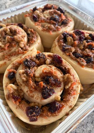 A picture of Carrot Cake Cinnamon Rolls.