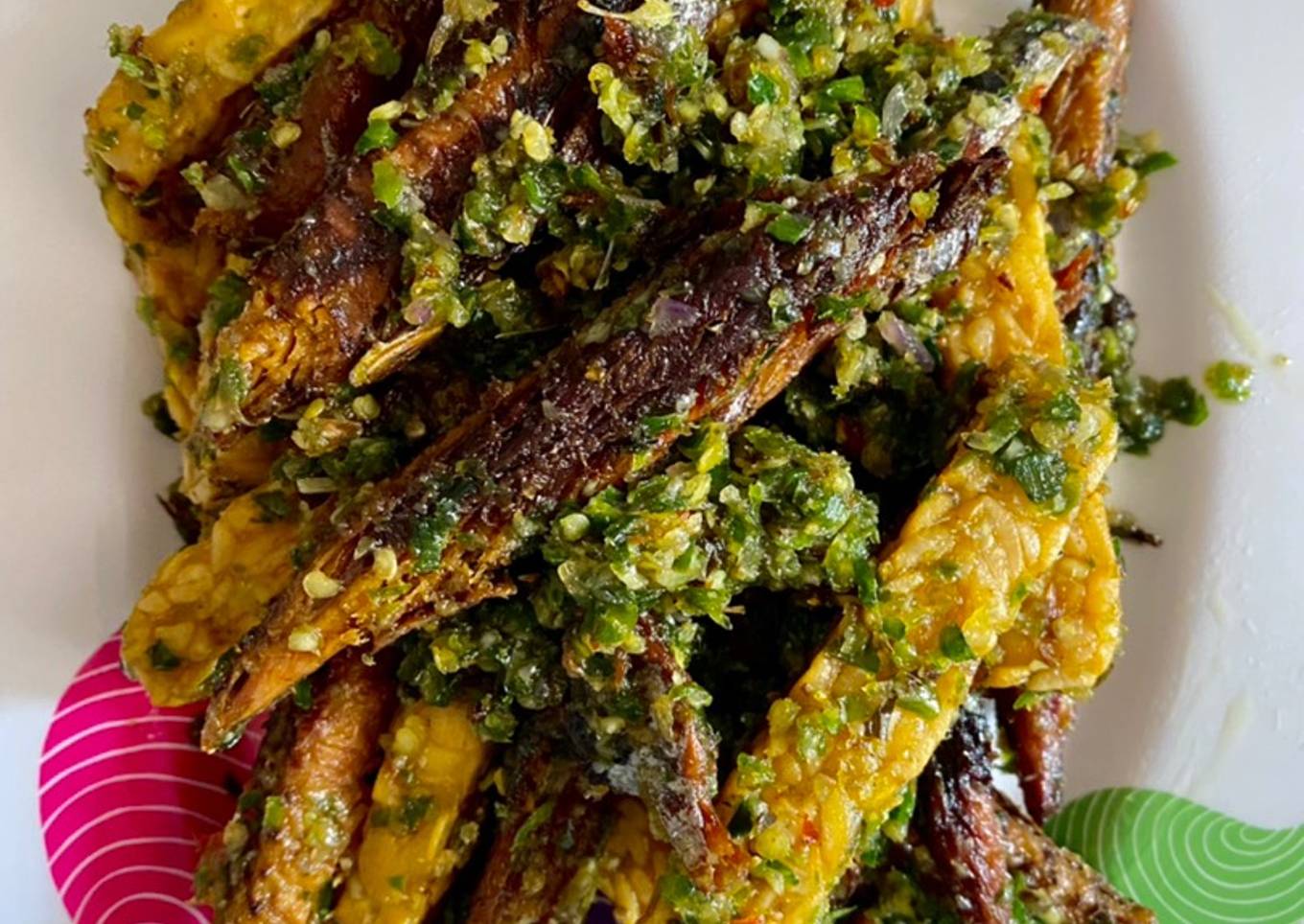 Sambal ijo pindang ikan tongkol & tempe