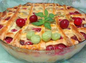 Meggyes, egreses túrós pite 🍒 recept fotója