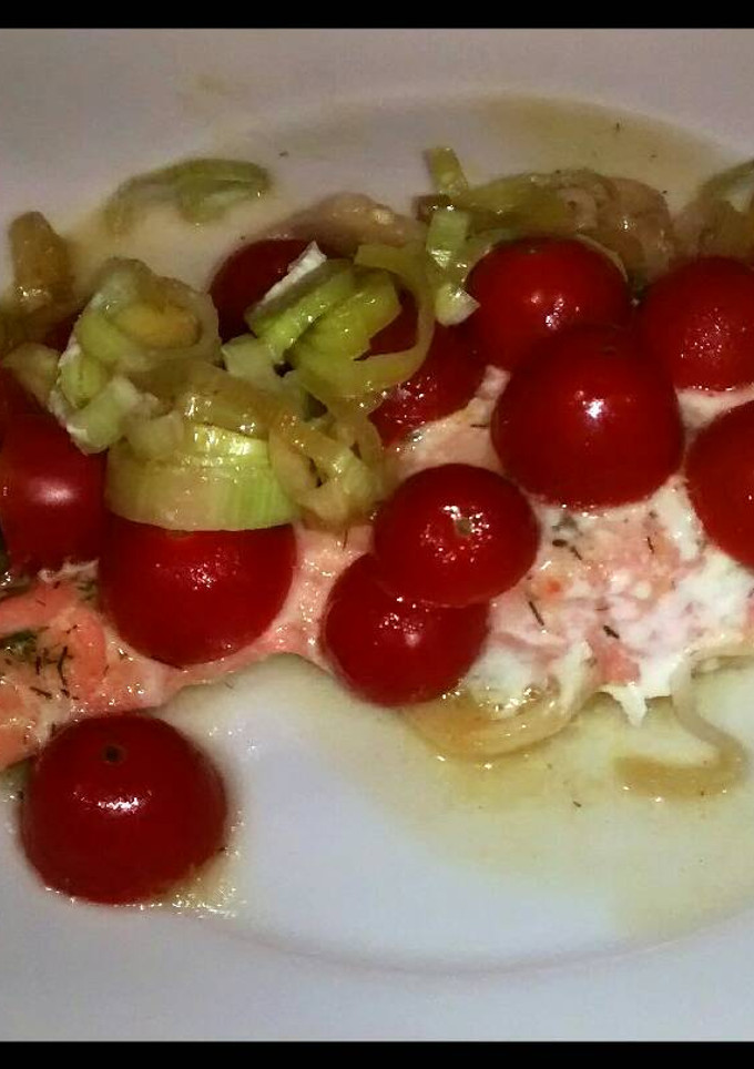 Una foto de Salmón en papillote