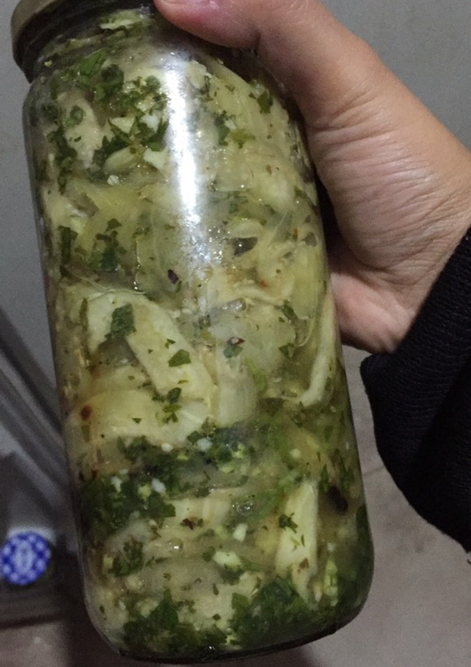 Una foto de Berenjenas al escabeche! Fáciles y económicas, suaves se pueden guardar en frascos
