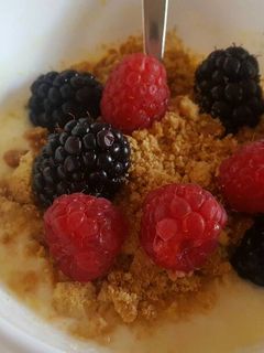 Una foto de Yogur con frutos del bosque