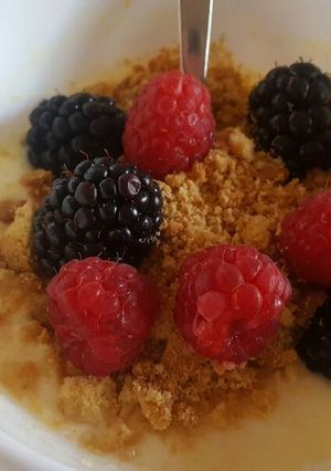 Una foto de Yogur con frutos del bosque