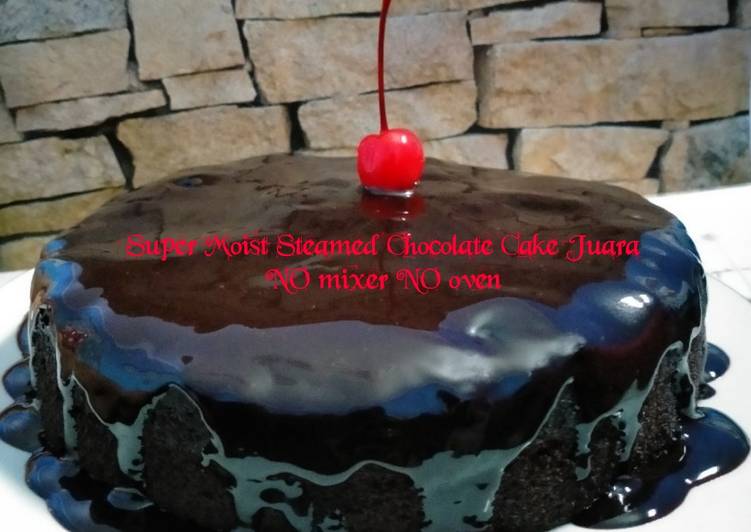 Resep Super Moist Steamed Chocolate Cake Juara NO mixer NO oven yang Lezat