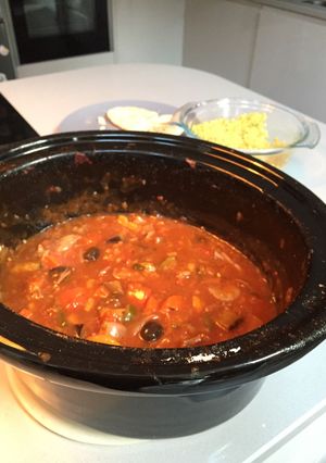 A picture of Slow cooker lamb tagine.