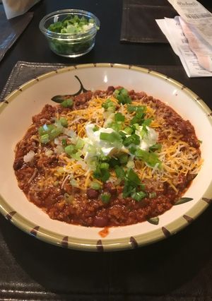 A picture of Julie's almost healthy crock pot turkey chili.