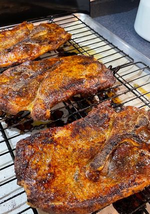 A picture of Oven Roasted Pork Steaks.