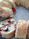 Goat's cheese, red capsicum and olive tapenade sandwich