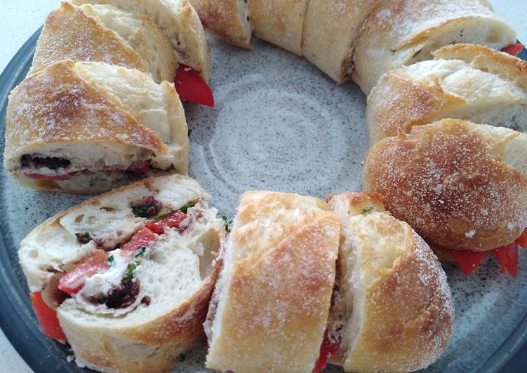 Goat's cheese, red capsicum and olive tapenade sandwich