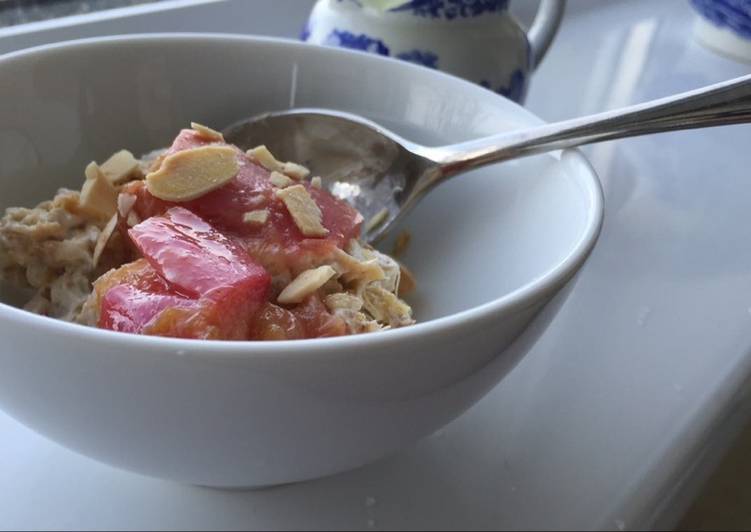 Rhubarb and almond bircher muesli