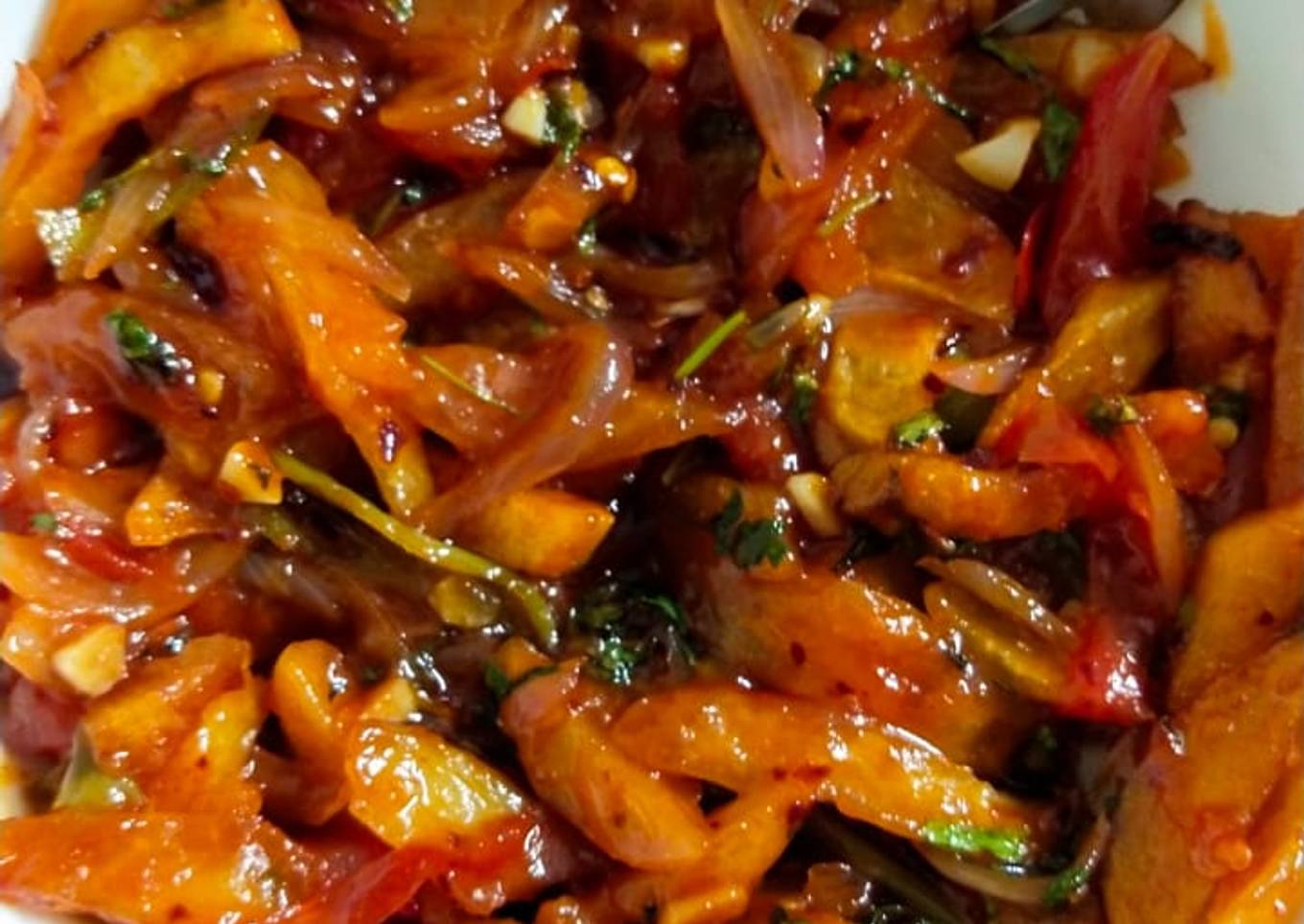 Potatoes with honey and chili