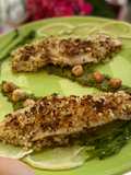 Merluzzo alla piastra su pesto di vitalbe e nocciole