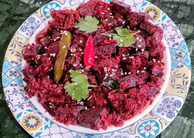 Beetroot Dry Curry With Sesame Seeds And Coconut Recipe By Dr Madhumita Mishra Cookpad